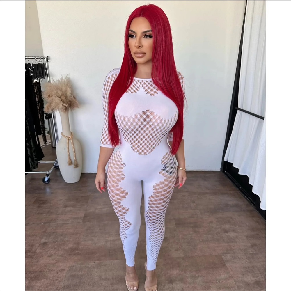 White Mesh Jumpsuit